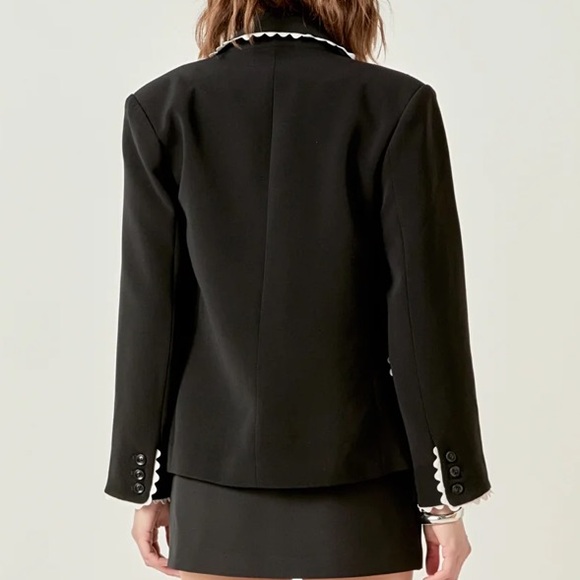 English Factory Black Rick Rack Edge Blazer - Picture 4 of 4